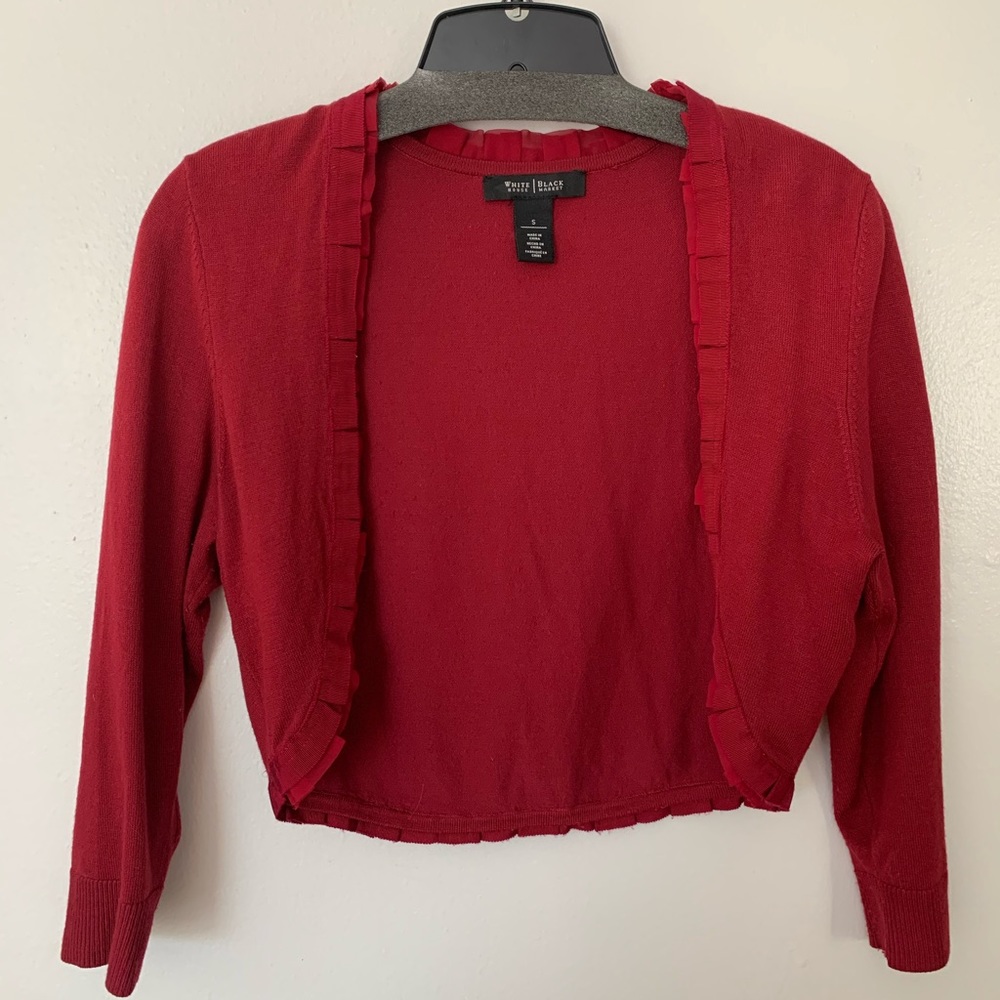 WHBM Red Cropped Shrug Balero Sweater sz S